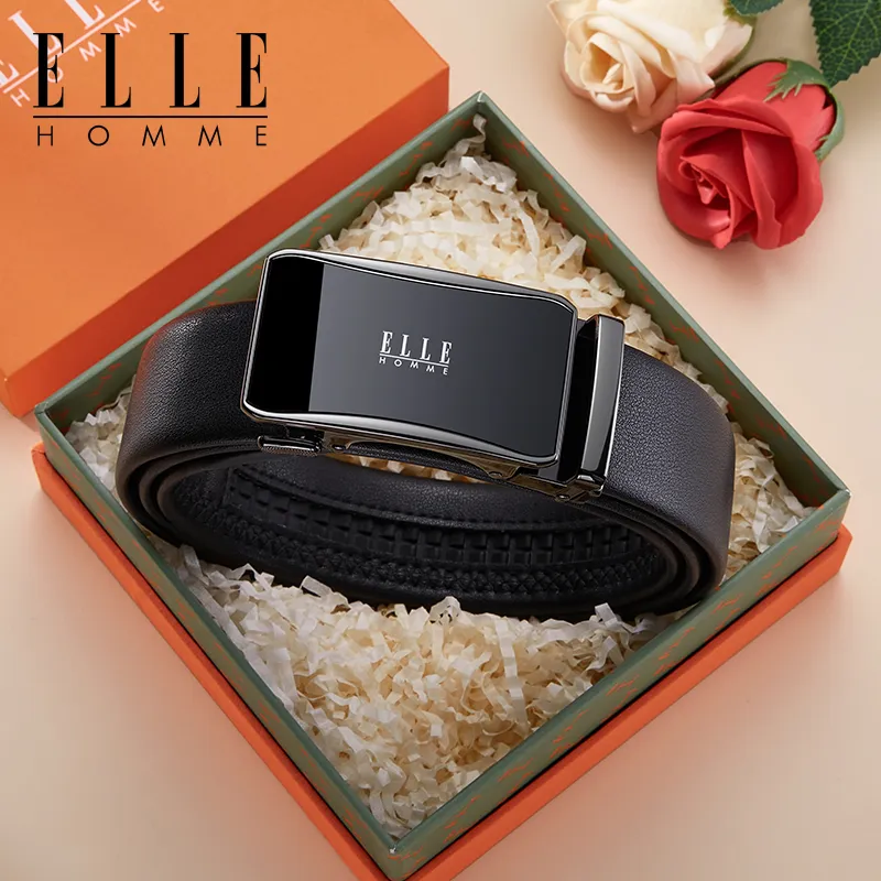 ELLE HOMME Cow Leather Belts Men's Width 3.5cm-1