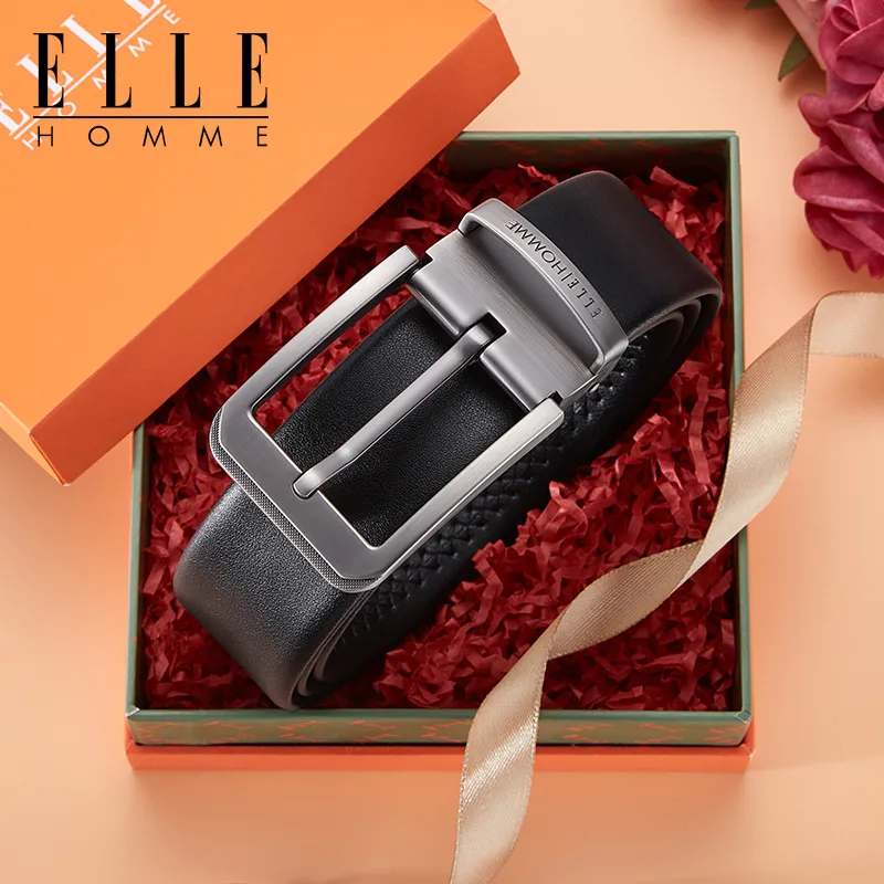 ELLE HOMME Cow Leather Belts Men's Width 3.8cm-1