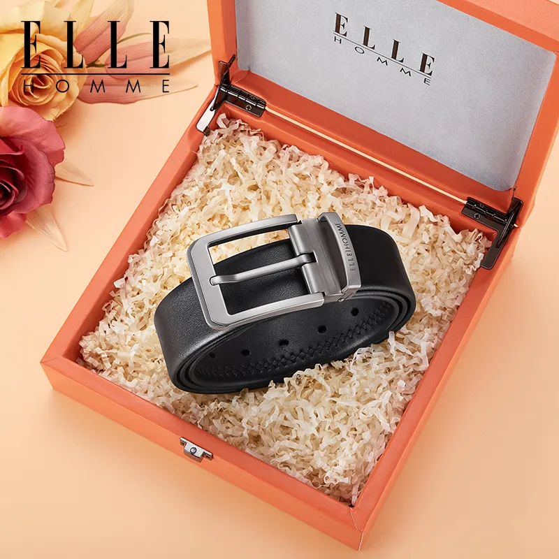 ELLE HOMME Cow Leather Belts Men's Width 3.8cm-2