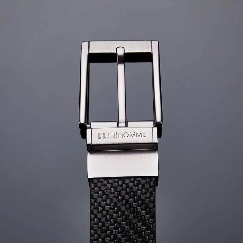 ELLE HOMME Cow Leather Belts Men's Gunmetal 3.3cm-3