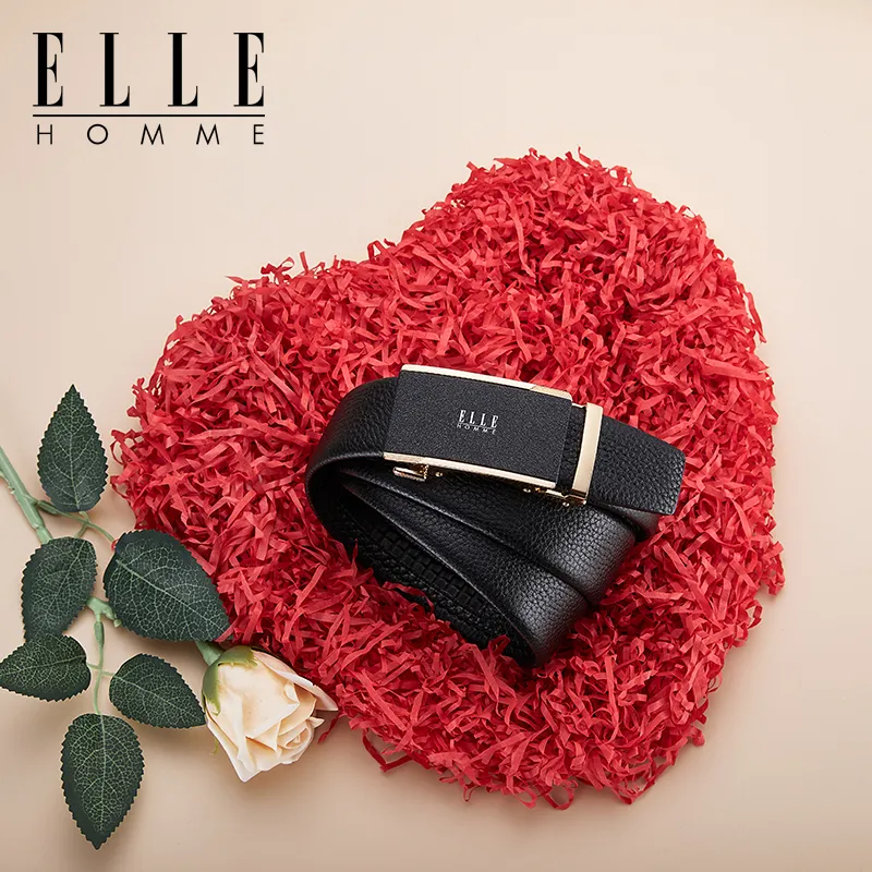 ELLE HOMME Top Grain Cow Leather Belts Men's Gunmetal, Gold, Silver Width 3.5cm-9