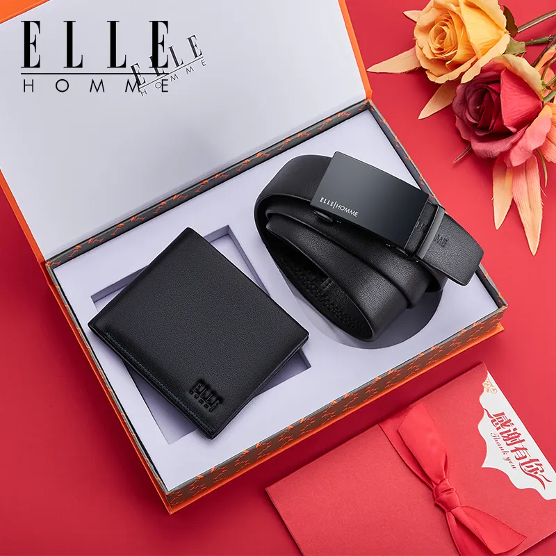 ELLE HOMME Cow Leather Belts Men's Width 3.5cm-5