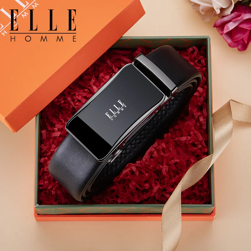 ELLE HOMME Cow Leather Belts Men's Width 3.5cm-4