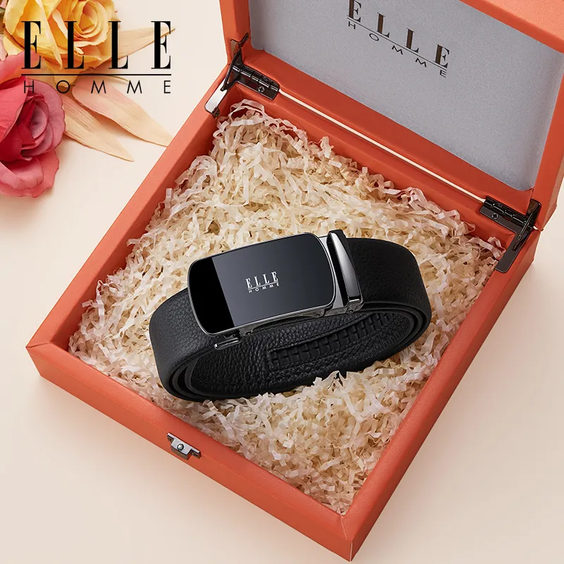 ELLE HOMME Top Grain Cow Leather Belts Men's Width 3.5cm-5