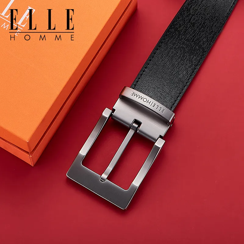 ELLE HOMME Top Grain Cow Leather Belts Men's Width 3.8cm-2