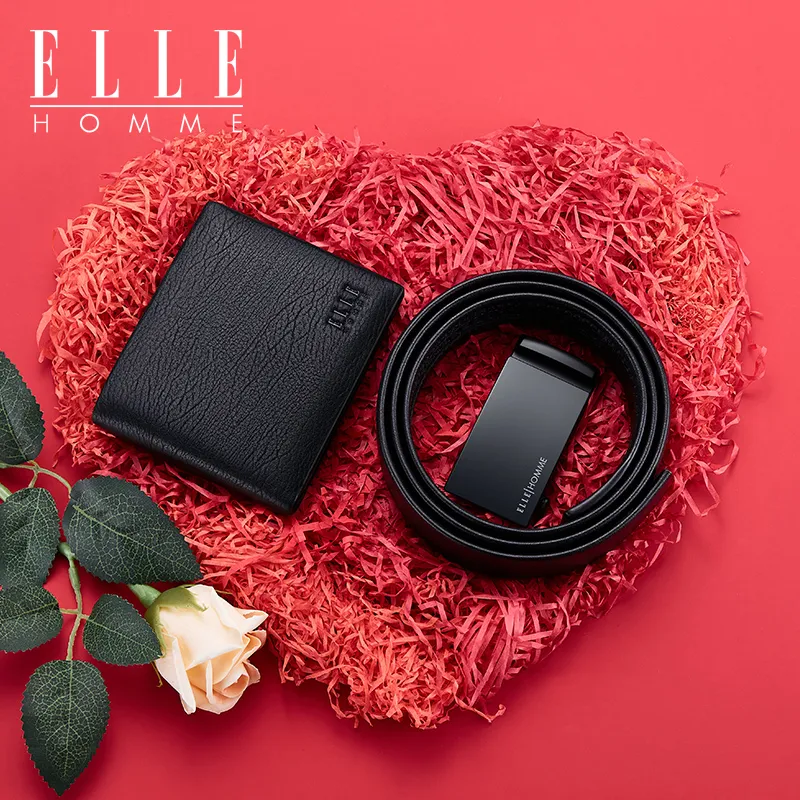 ELLE HOMME Cow Leather Cropped Multiple Card Slots Belt Men's Width  3.5cm-2
