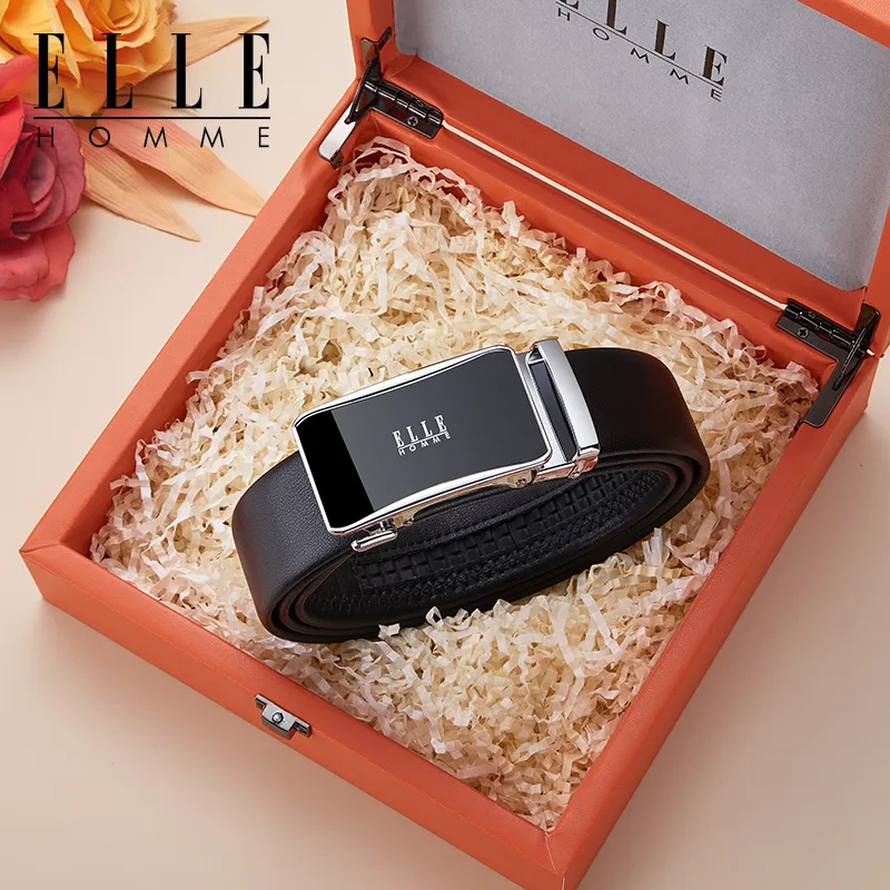 ELLE HOMME Cow Leather Belts Men's Width 3.5cm-17