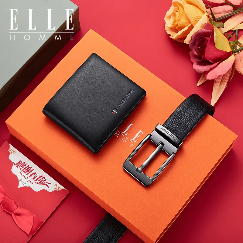 ELLE HOMME Cow Leather Belts Men's Width 3.8cm-3