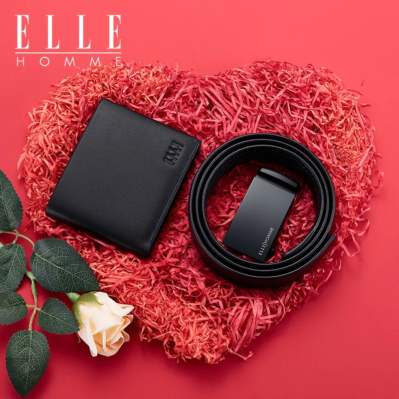 ELLE HOMME Cow Leather Belts Men's Width 3.5cm-1