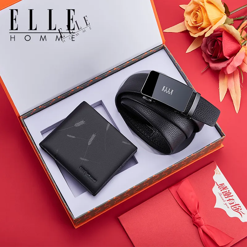 ELLE HOMME Top Grain Cow Leather Belts Men's Width 3.5cm-2