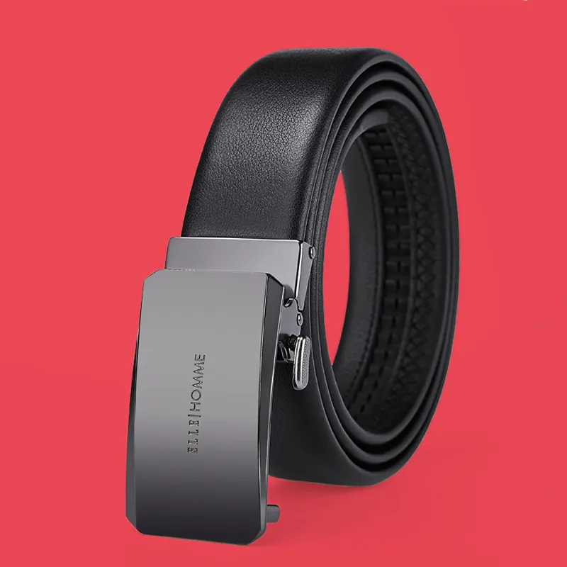 ELLE HOMME Cow Leather Belts Men's Gunmetal Width 3.5cm-4