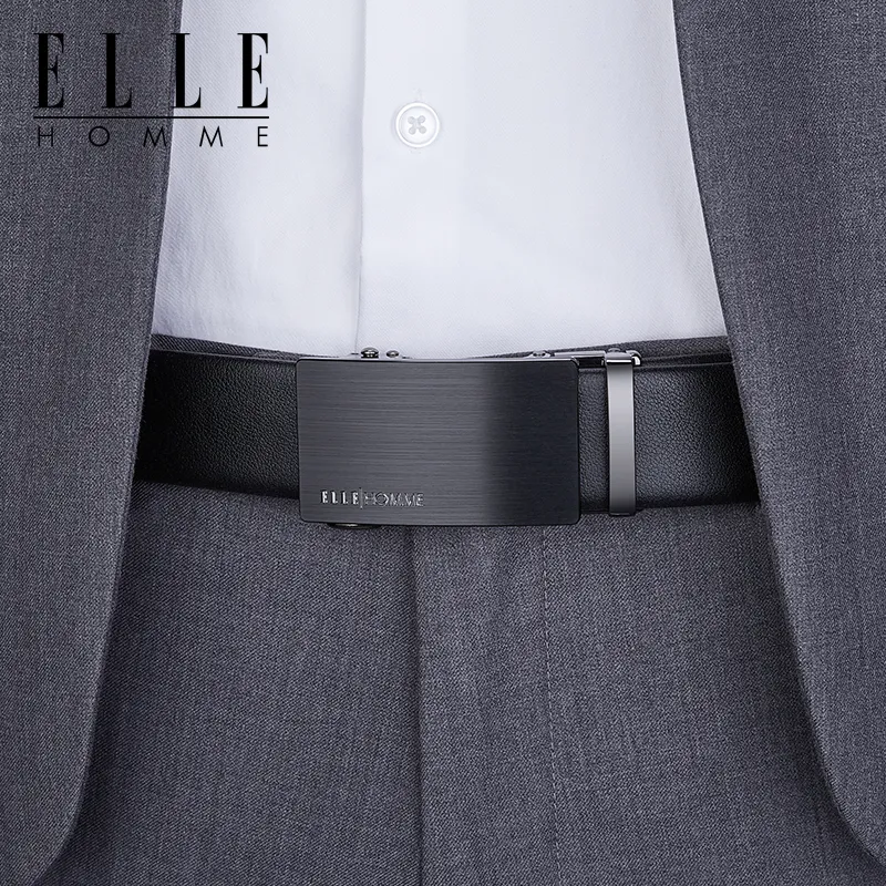 ELLE HOMME Cow Leather Belts Men's Width 3.5cm-4