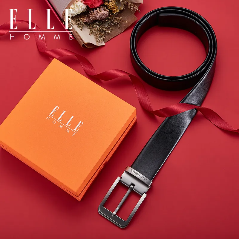 ELLE HOMME Cow Leather Belts Men's Width 3.8cm-4