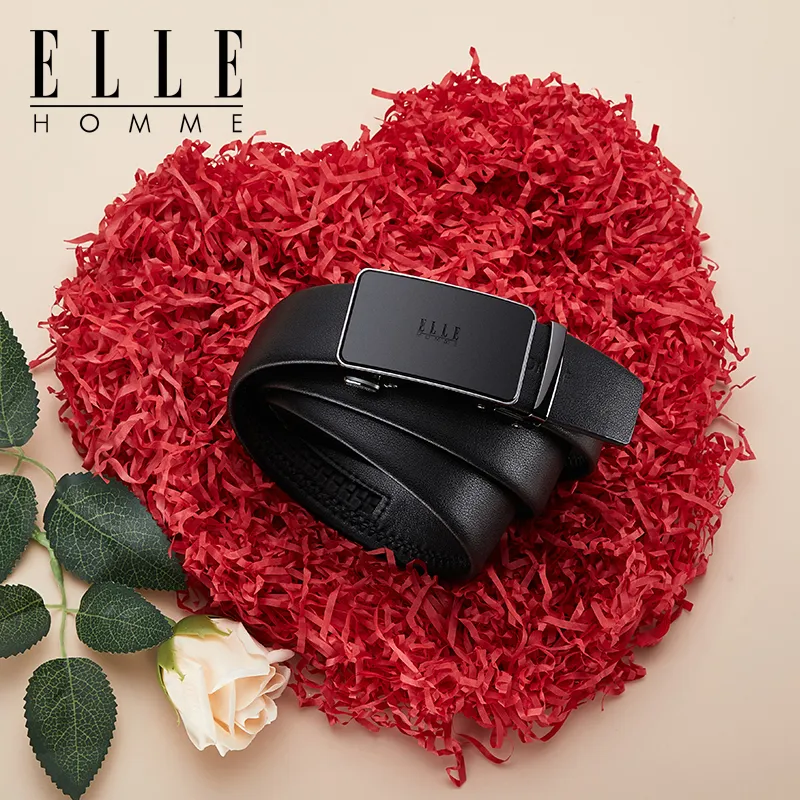 ELLE HOMME Top Grain Cow Leather Belts Men's Gunmetal, Gold, Blue Width 3.5cm-3