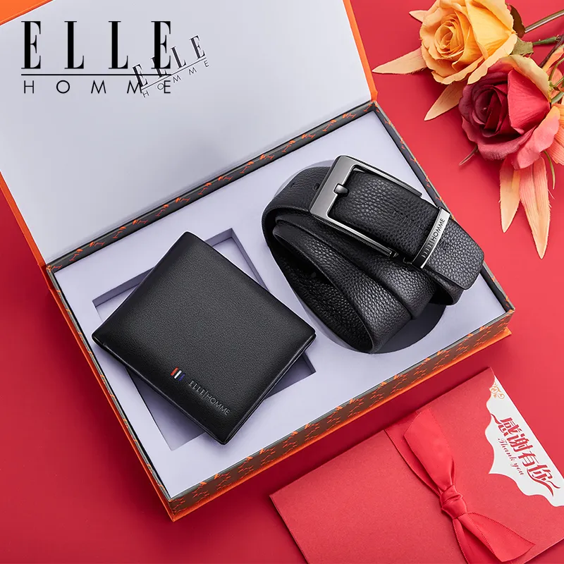 ELLE HOMME Cow Leather Belts Men's Width 3.8cm-1