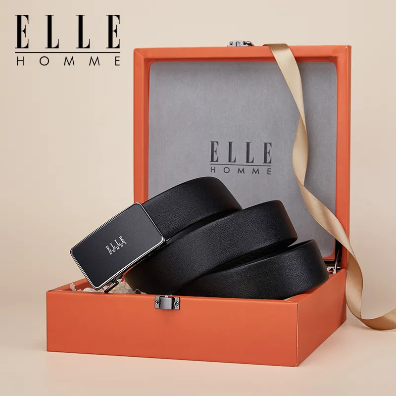 ELLE HOMME Cow Leather Belts Men's Width 3.5cm-3