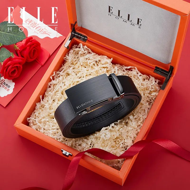 ELLE HOMME Cow Leather Belts Men's Width 3.5cm-1
