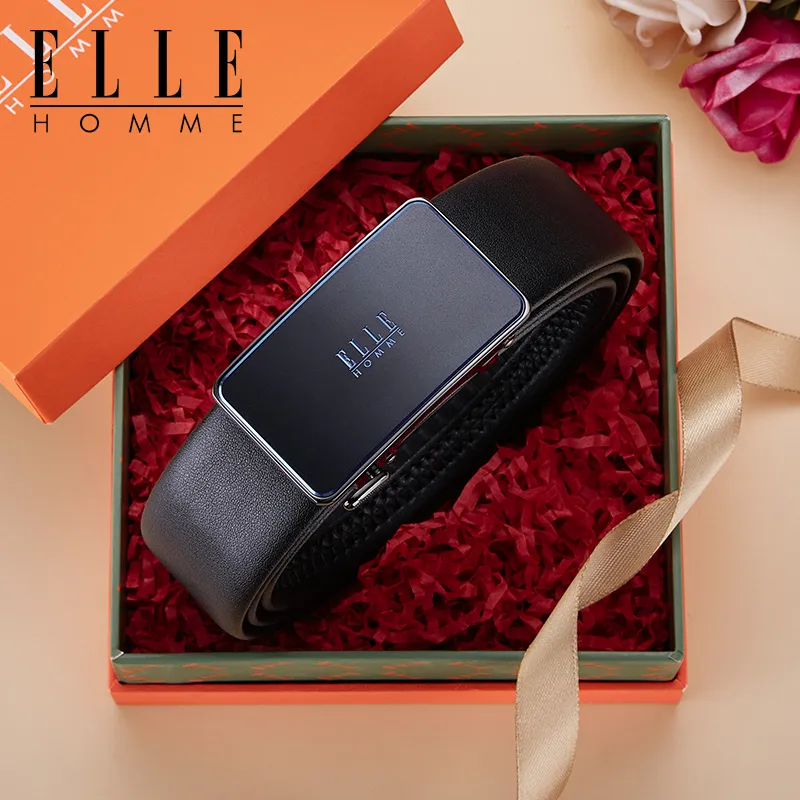 ELLE HOMME Cow Leather Belts Men's Width 3.5cm-17