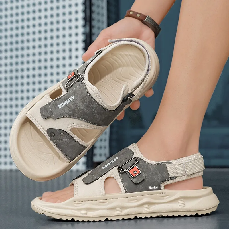 BAKE Beach Sandals Men Gray/White-5