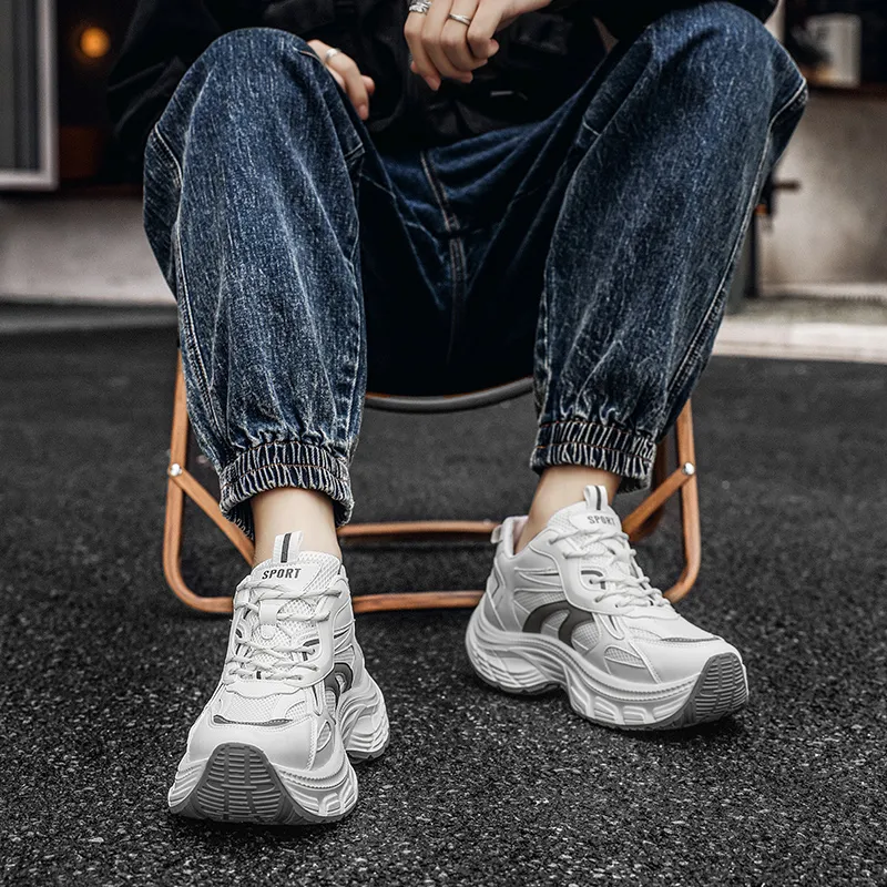 BAKE Slip Resistant, Abrasion Resistant, Breathable Low Top Chunky Sneakers Men's-4