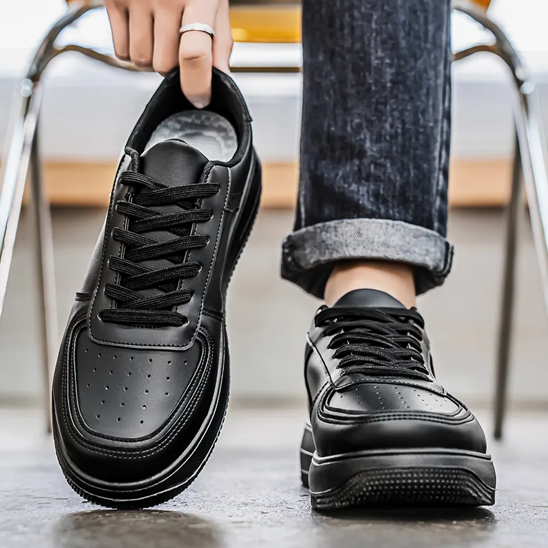 BAKE Anti Slip Wear Resistant Low Top Skateboard Shoes Men's Black-3
