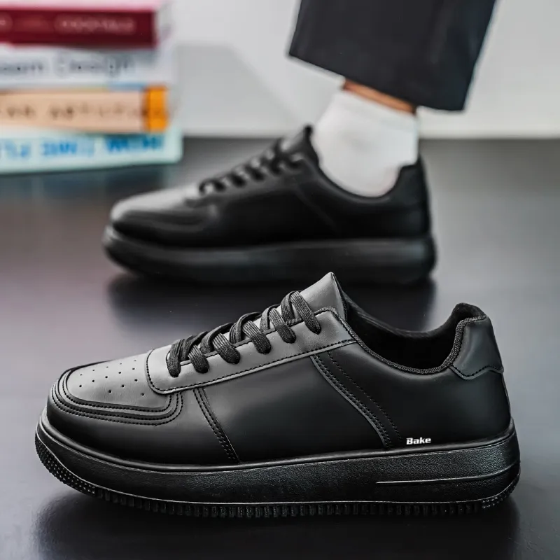 BAKE Anti Slip Wear Resistant Low Top Skateboard Shoes Men's Black-1