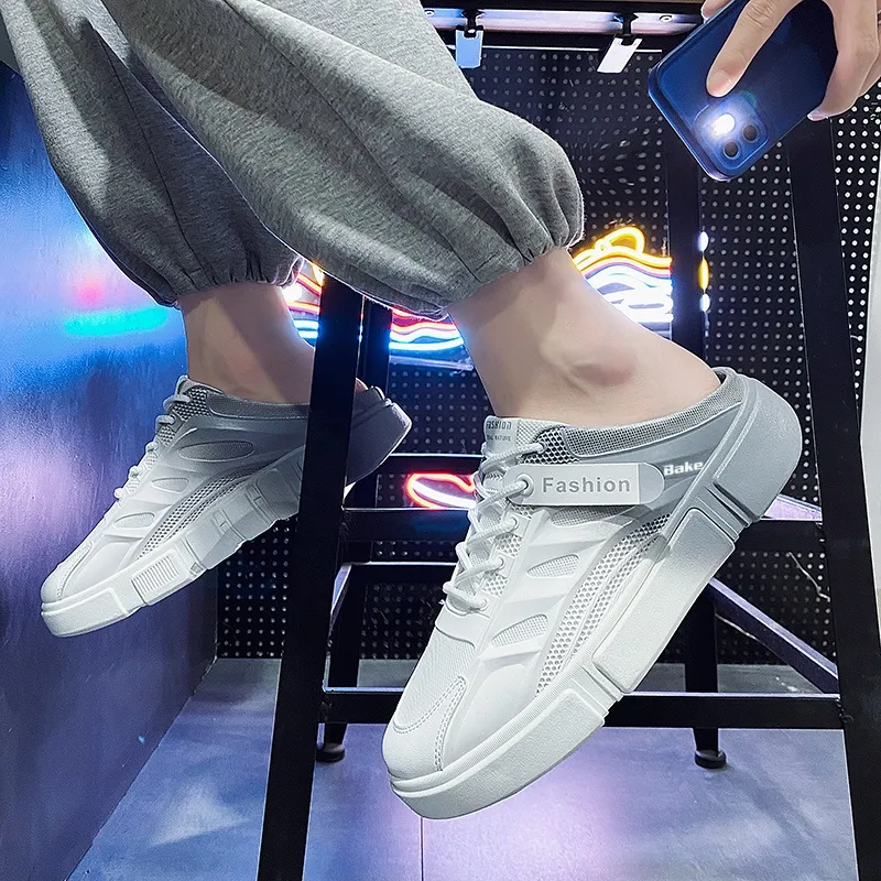 BAKE Stitching Cut Out Odor Resistant Slip Resistant Closed Toe Slippers Men's-6