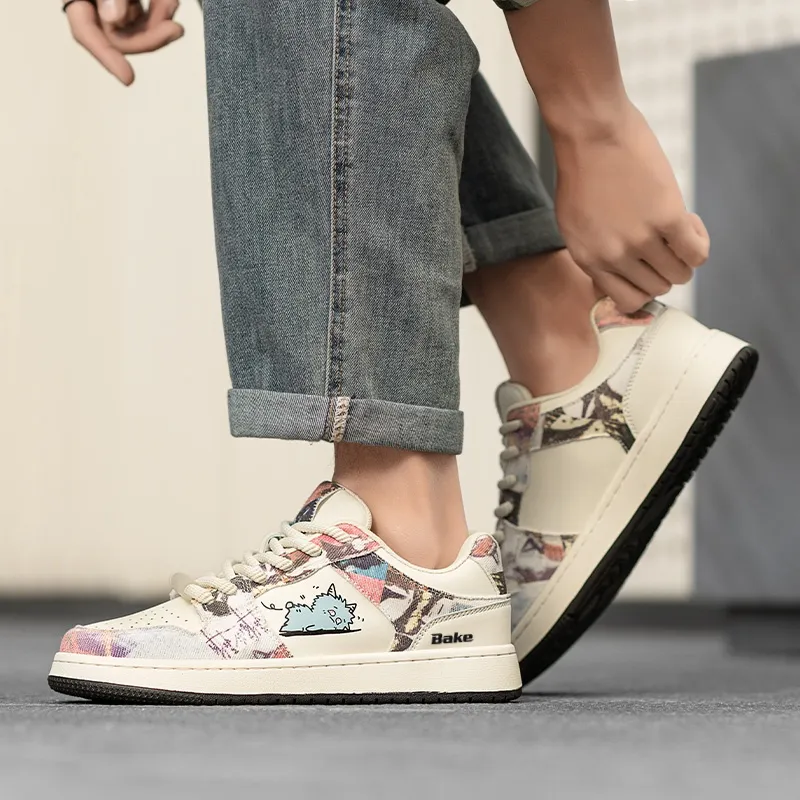 BAKE Anti Slip Wear Resistant Low Top Skateboard Shoes Men's-8