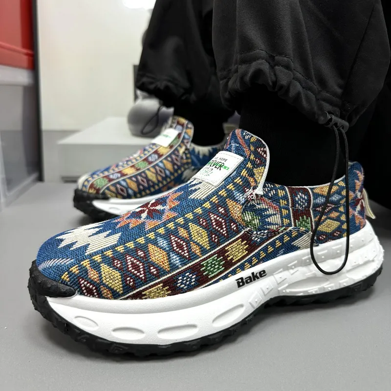 BAKE Lightweight Height Increasing Abrasion Resistant Low Top Chunky Sneakers Men's-7