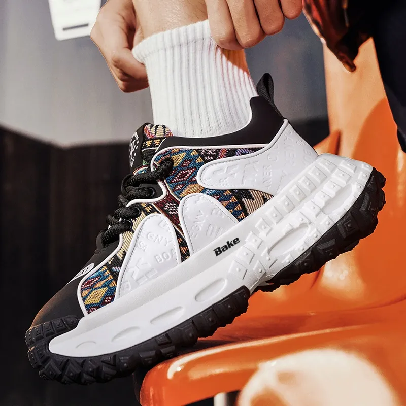BAKE Breathable Height Increase Low Top Chunky Sneakers Men's-4