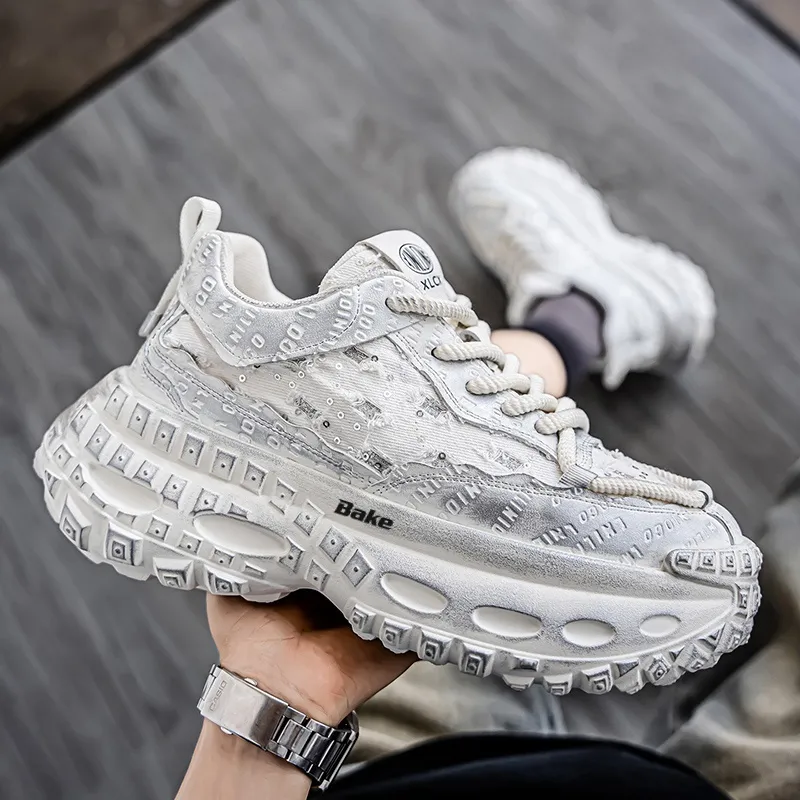 BAKE Breathable Height Increase Low Top Chunky Sneakers Men's-1