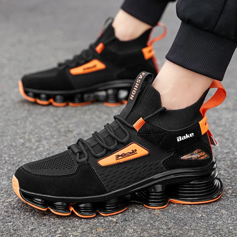 BAKE Shock Absorbers Slip Resistant Breathable Mid Top Casual Shoes Men's-8