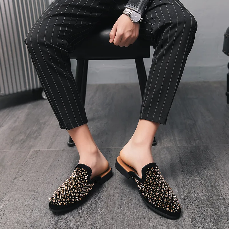 BAKE Abrasion Resistant Slip Resistant Closed Toe Slippers Men's Black Yellow-2