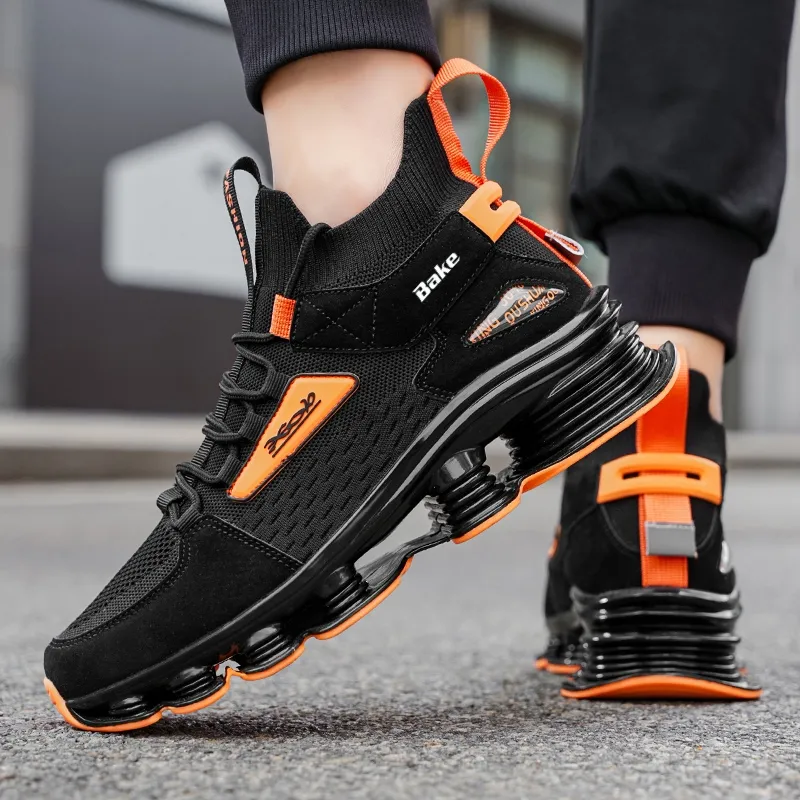 BAKE Shock Absorbers Slip Resistant Breathable Mid Top Casual Shoes Men's-9