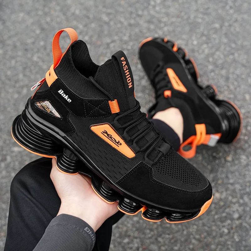 BAKE Shock Absorbers Slip Resistant Breathable Mid Top Casual Shoes Men's-10