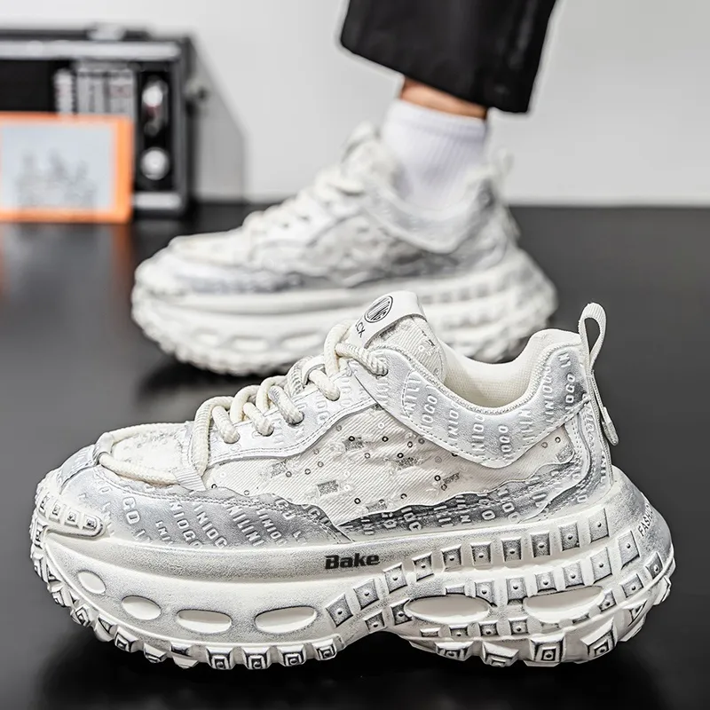 BAKE Breathable Height Increase Low Top Chunky Sneakers Men's-2
