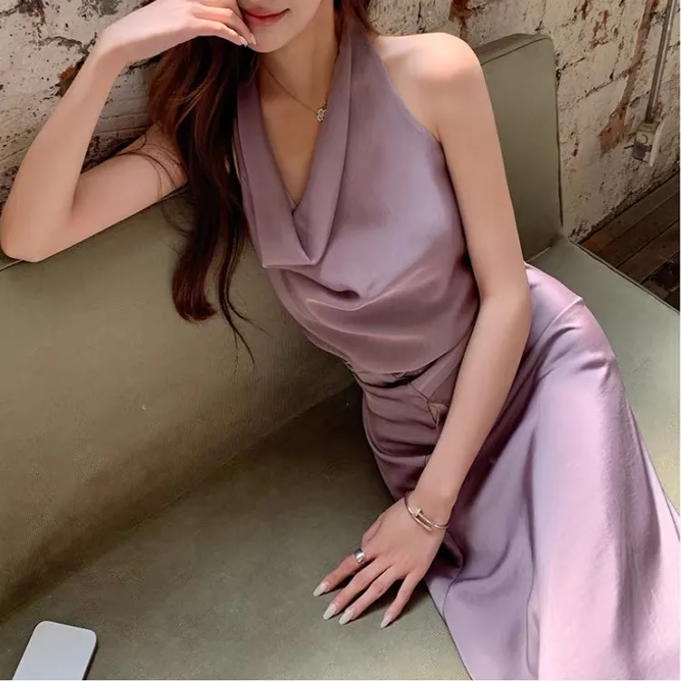 ADXKM Sleeveless Dresses Women's Light Lavender-4