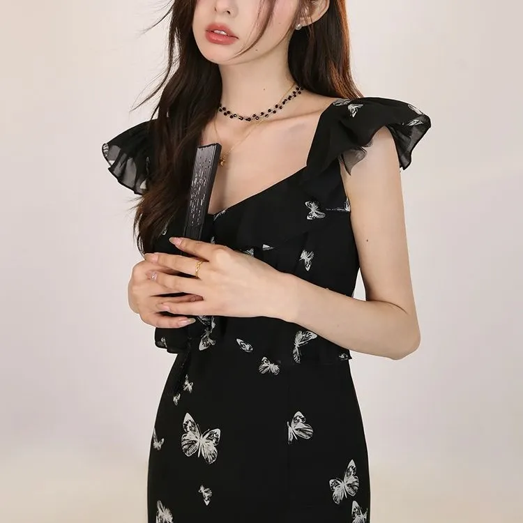 / Short Sleeved Dresses Women's Black-1