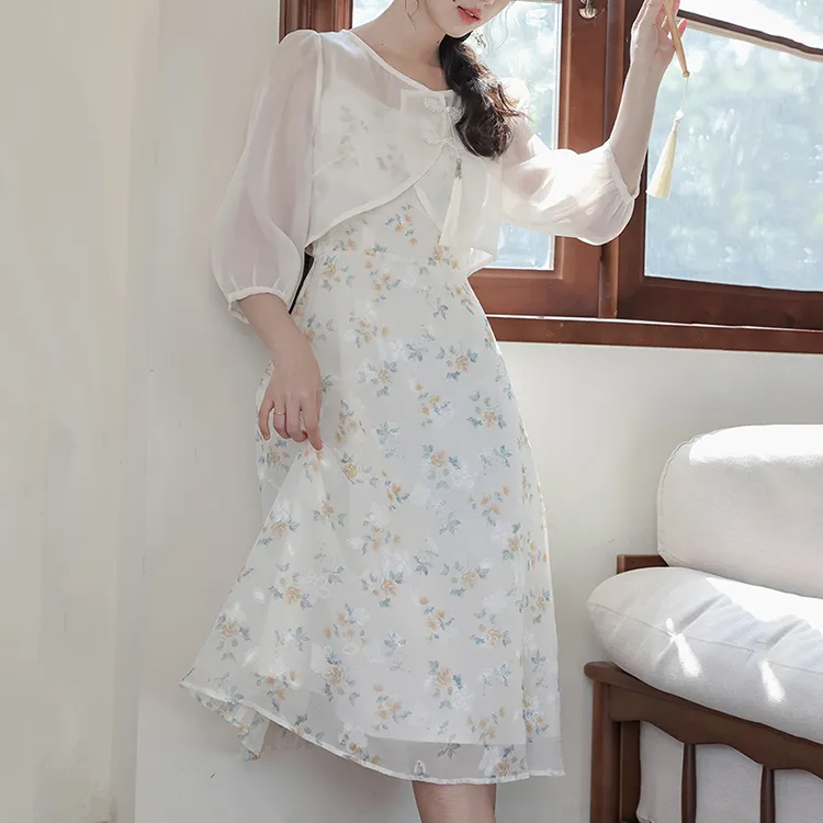 SEAR OFFICIAL Short Sleeved Dresses Women's White Set-5
