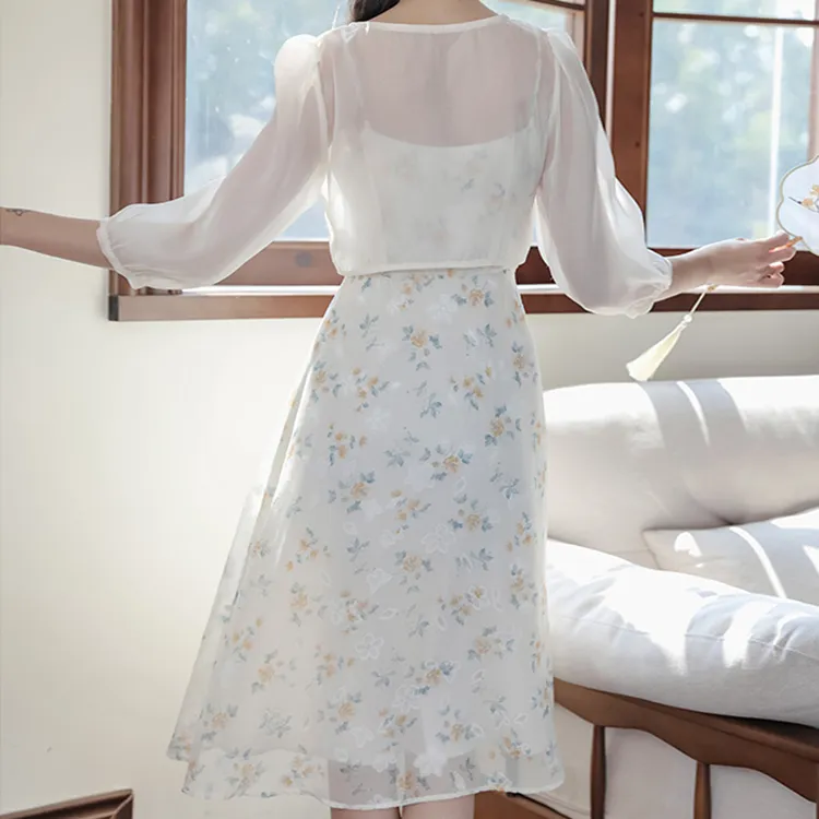 SEAR OFFICIAL Short Sleeved Dresses Women's White Set-1