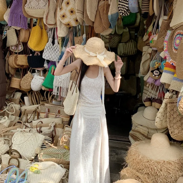 JSUHH Sleeveless Dresses Women's White+Scarf+Hair Tie Comes With-5
