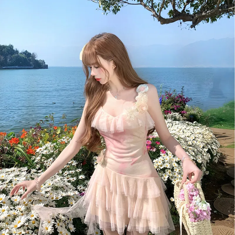 JSUHH Slip Dresses Women's Light Pink+Hair Tie Comes With-2