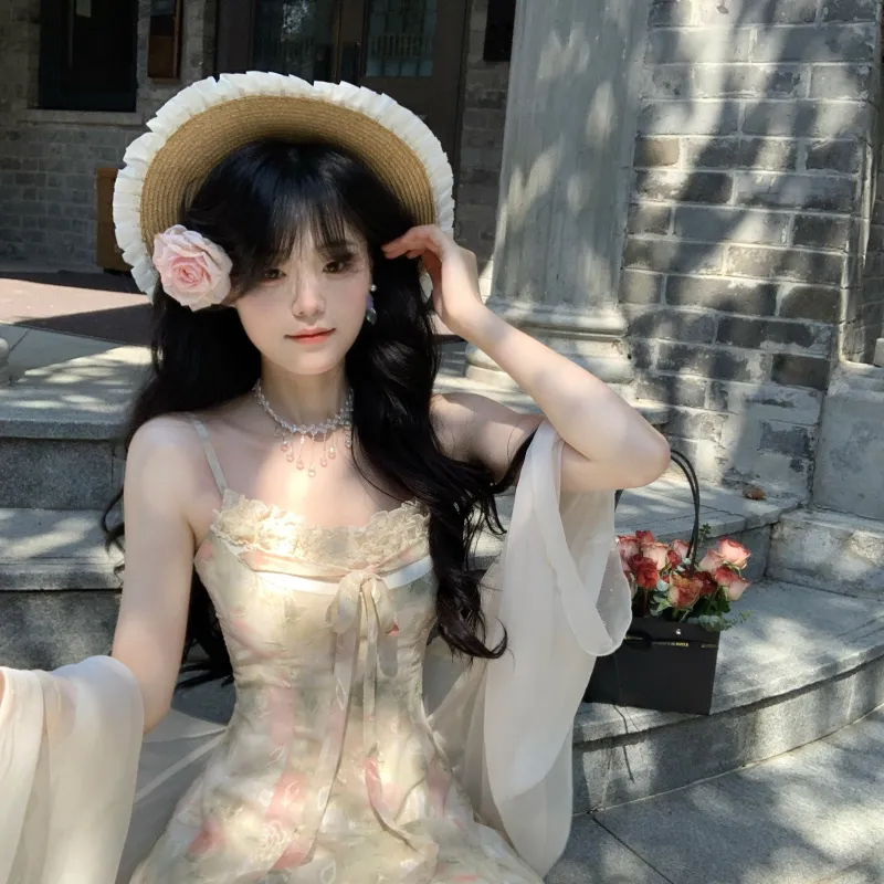 JSUHH Slip Dresses Women's Peach Dye Blue+Hair Tie Comes With-5