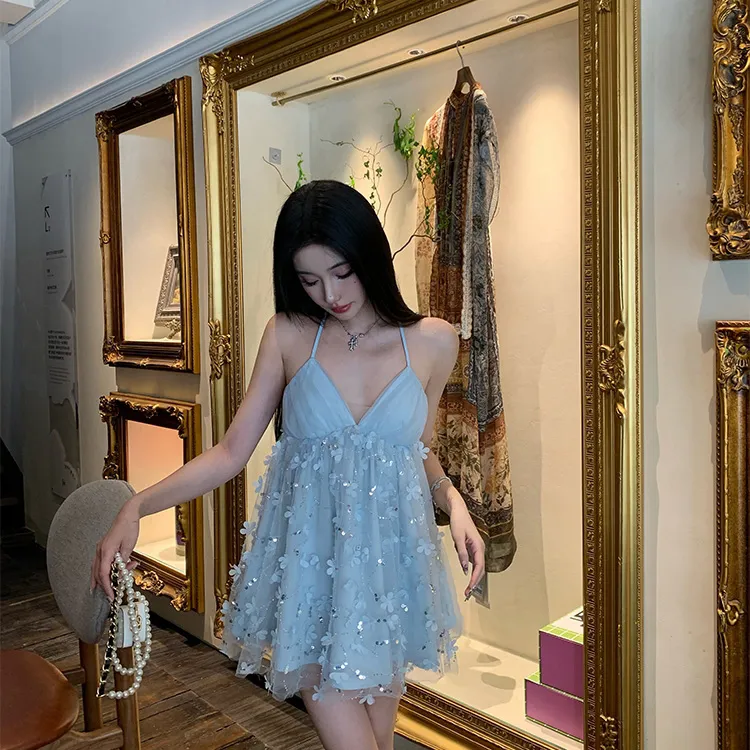 JSUHH Slip Dresses Women's Blue+Hair Tie Comes With-2