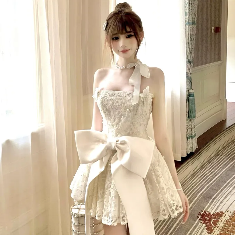 JSUHH Slip Dresses Women's White+Hair Tie Comes With-3