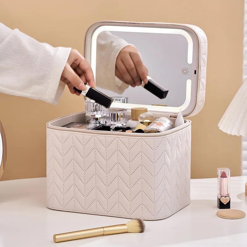 MUYAXUAN Portable Travel Dust Resistant Cosmetics With Light Up Makeup Bag-5