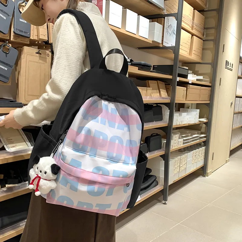 Vack Nylon Backpack Unisex Black Purple/Black Red/Black Green/Black Blue-16