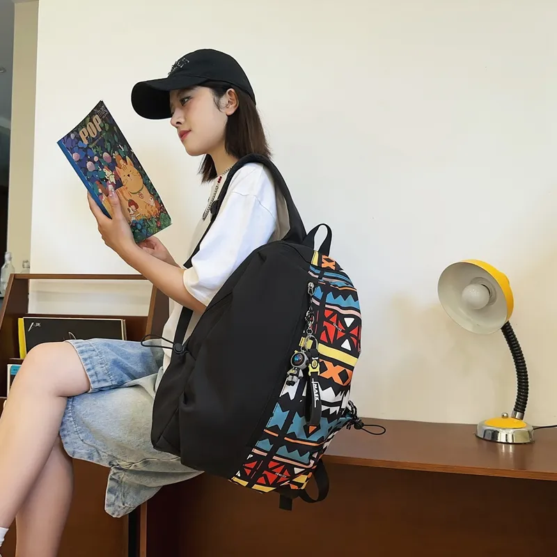 Vack Nylon Backpack Regular Unisex White/Red/Green/Blue-9