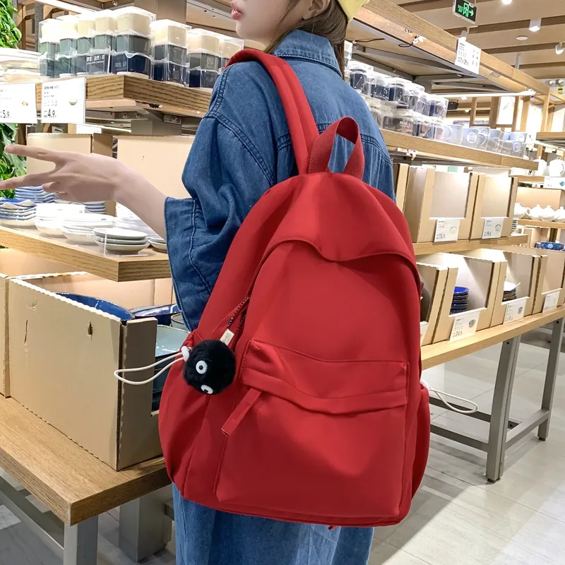 Vack Nylon Backpack Unisex Black/Red/Yellow/Blue/Pink-7