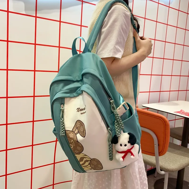 Vack Nylon Backpack Unisex White/Black/Orange Red/Yellow/Green/Brown-18